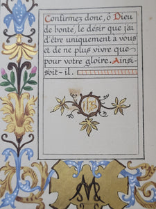 Actes Et Prieres Pour La Communion. Modern Illuminated Calligraphic Manuscript with Two Full Page Miniatures, 1897