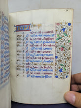 Load image into Gallery viewer, ***RESERVED*** Book of Hours, use of Paris, Circa 1480-1490. Illuminated Manuscript on Parchment from France. Master of the Cluny Romuleon. 1 Large Miniature, 8 Smaller Miniatures, 2 Historiated Initials. Beautiful Illuminated Decorative Borders