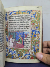 Load image into Gallery viewer, ***RESERVED*** Book of Hours, use of Paris, Circa 1480-1490. Illuminated Manuscript on Parchment from France. Master of the Cluny Romuleon. 1 Large Miniature, 8 Smaller Miniatures, 2 Historiated Initials. Beautiful Illuminated Decorative Borders