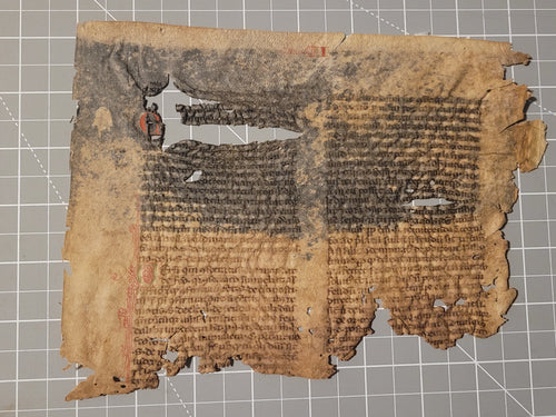 Leaf Fragment from a Biblical Manuscript, 14th Century. 27 Lines of Gothic Script