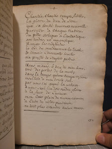 An Original Verse Paraphrase of the Psalms of David, into French Odes, 1725. Psalms 1-75, and Various Canticles. Handwritten Manuscript on Paper. A French Manuscript of a Work Rarely Seen on the Market in Handwritten Form