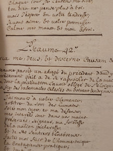 An Original Verse Paraphrase of the Psalms of David, into French Odes, 1725. Psalms 1-75, and Various Canticles. Handwritten Manuscript on Paper. A French Manuscript of a Work Rarely Seen on the Market in Handwritten Form