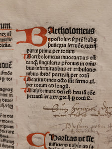 Sermones Discipuli de sanctis cum promptuario exemplorum et miraculis Beatae Mariae Virginis, 1481. Profusely Rubricated, and with Contemporary Leather Boards