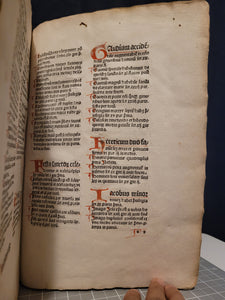 Sermones Discipuli de sanctis cum promptuario exemplorum et miraculis Beatae Mariae Virginis, 1481. Profusely Rubricated, and with Contemporary Leather Boards