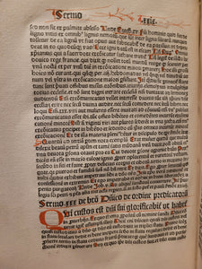 Sermones Discipuli de sanctis cum promptuario exemplorum et miraculis Beatae Mariae Virginis, 1481. Profusely Rubricated, and with Contemporary Leather Boards