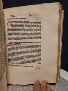 Sermones Discipuli de sanctis cum promptuario exemplorum et miraculis Beatae Mariae Virginis, 1481. Profusely Rubricated, and with Contemporary Leather Boards