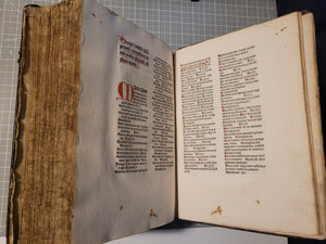 Sermones Discipuli de sanctis cum promptuario exemplorum et miraculis Beatae Mariae Virginis, 1481. Profusely Rubricated, and with Contemporary Leather Boards