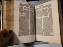 Load image into Gallery viewer, Biblia cum Postillis Nicolai de Lyra et expositionibus Guillelmi Britonis in omnes prologos S. Hieronymi et additionibus Pauli Burgensis replicisque Matthiae Doering, 1487. Volume 2 of 4. With 12th Century Strips of Binder’s Waste