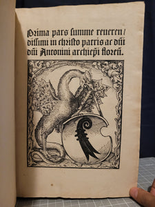 Summa Theologica. Prima-Secunda pars summe reverendissimi in Christo patris, 1511. Parts 1-2 of 4. Bound in Wooden Boards