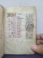 Load image into Gallery viewer, Book of Hours, Use of Paris, Circa 1460. Illuminated Manuscript on Parchment from France. With 9 Large Miniatures, 22 Calendar Miniatures, One Historiated Initial, 134 Border Illustrations. Illuminated Decorative Borders. Plus Side Wound of Christ