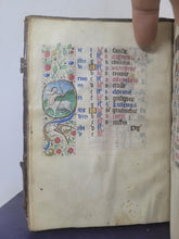 Load image into Gallery viewer, Book of Hours, Use of Paris, Circa 1460. Illuminated Manuscript on Parchment from France. With 9 Large Miniatures, 22 Calendar Miniatures, One Historiated Initial, 134 Border Illustrations. Illuminated Decorative Borders. Plus Side Wound of Christ