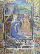 Load image into Gallery viewer, Book of Hours, Use of Paris, Circa 1460. Illuminated Manuscript on Parchment from France. With 9 Large Miniatures, 22 Calendar Miniatures, One Historiated Initial, 134 Border Illustrations. Illuminated Decorative Borders. Plus Side Wound of Christ