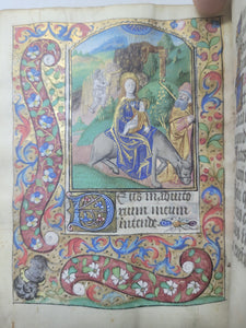 Book of Hours, Use of Paris, Circa 1460. Illuminated Manuscript on Parchment from France. With 9 Large Miniatures, 22 Calendar Miniatures, One Historiated Initial, 134 Border Illustrations. Illuminated Decorative Borders. Plus Side Wound of Christ