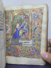 Load image into Gallery viewer, Book of Hours, Use of Paris, Circa 1460. Illuminated Manuscript on Parchment from France. With 9 Large Miniatures, 22 Calendar Miniatures, One Historiated Initial, 134 Border Illustrations. Illuminated Decorative Borders. Plus Side Wound of Christ