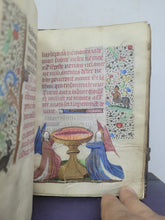 Load image into Gallery viewer, Book of Hours, Use of Paris, Circa 1460. Illuminated Manuscript on Parchment from France. With 9 Large Miniatures, 22 Calendar Miniatures, One Historiated Initial, 134 Border Illustrations. Illuminated Decorative Borders. Plus Side Wound of Christ