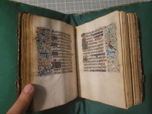 Load image into Gallery viewer, Book of Hours, Use of Paris, Circa 1460. Illuminated Manuscript on Parchment from France. With 9 Large Miniatures, 22 Calendar Miniatures, One Historiated Initial, 134 Border Illustrations. Illuminated Decorative Borders. Plus Side Wound of Christ