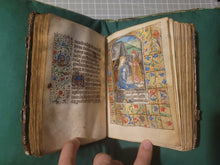 Load image into Gallery viewer, Book of Hours, Use of Paris, Circa 1460. Illuminated Manuscript on Parchment from France. With 9 Large Miniatures, 22 Calendar Miniatures, One Historiated Initial, 134 Border Illustrations. Illuminated Decorative Borders. Plus Side Wound of Christ