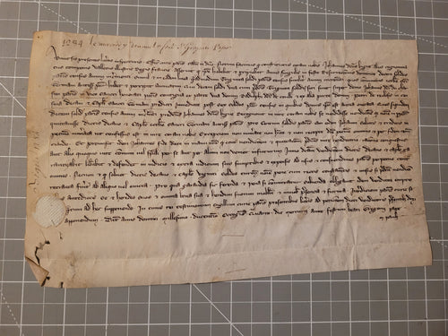 Medieval Charter. Manuscript on Parchment, February 1284. A Sale by the Valet of King Philip III