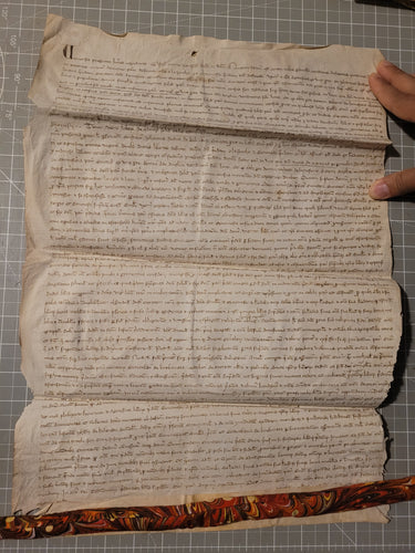 Medieval Charter. Manuscript on Parchment, 1303. The Receipt of an Annuity of 40 Livre Parisis