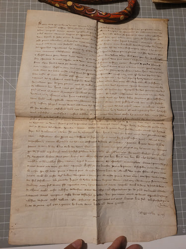 Medieval Charter. Manuscript on Parchment, August 1304. The Sale of a House on Rue Saint-Martin-des-Champs
