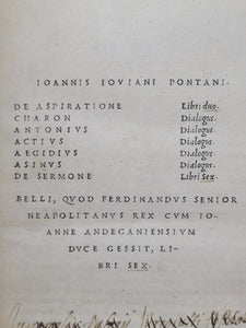 Ioannis Iouiani Pontani Opera omnia soluta oratione composita, 1518-1519. Complete Three Volume Set. Containing the Oft Censored Charon Dialogues