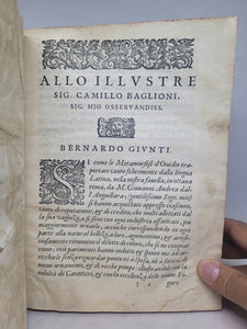 Le Metamorfosi di Ovidio Ridotte da Gio Andrea dell'Anguillara, 1584. With Several Pages of Text Supplemented by an Early Hand