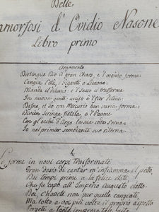 Le Metamorfosi di Ovidio Ridotte da Gio Andrea dell'Anguillara, 1584. With Several Pages of Text Supplemented by an Early Hand