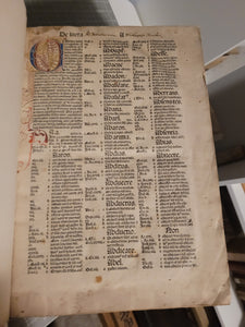 Concordantiae Bibliorum, 1485. Koberger Concordance with a Beautiful 11-Line Pen and Ink Initial, and Occasional Rubrication. Exceedingly Rare at Auction, and bearing the provenance of Windberg Abbey