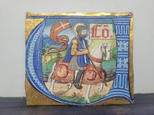 Load image into Gallery viewer, Saint Maurice, Historiated Initial of the Letter V, Cira 1500, France. Illuminated Manuscript By a Painter Known for Celebrated Royal Commissions including the Gradual of Louis XII
