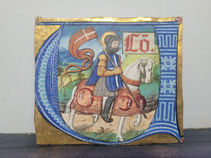 Saint Maurice, Historiated Initial of the Letter V, Cira 1500, France. Illuminated Manuscript By a Painter Known for Celebrated Royal Commissions including the Gradual of Louis XII