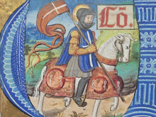 Load image into Gallery viewer, Saint Maurice, Historiated Initial of the Letter V, Cira 1500, France. Illuminated Manuscript By a Painter Known for Celebrated Royal Commissions including the Gradual of Louis XII