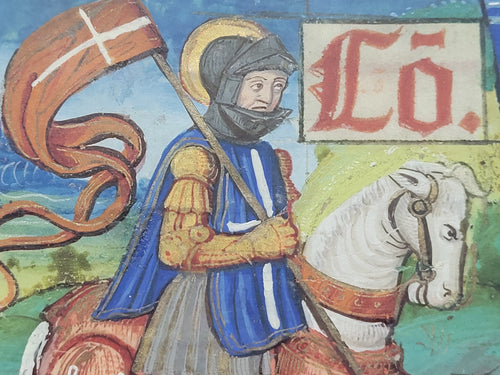 Saint Maurice, Historiated Initial of the Letter V, Cira 1500, France. Illuminated Manuscript By a Painter Known for Celebrated Royal Commissions including the Gradual of Louis XII