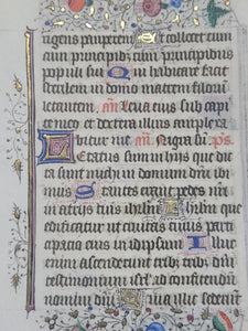 Leaf From an Illuminated Book of Hours, Southern Netherlands, Circa 1400. Illuminated Manuscript on Vellum, With Full Illuminated Borders, Folio 57