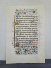 Load image into Gallery viewer, Leaf From an Illuminated Book of Hours, Southern Netherlands, Circa 1400. Illuminated Manuscript on Vellum, With Full Illuminated Borders, Folio 62