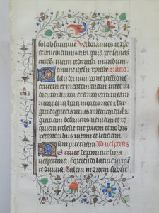 Leaf From an Illuminated Book of Hours, Southern Netherlands, Circa 1400. Illuminated Manuscript on Vellum, With Full Illuminated Borders, Folio 14