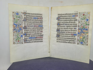 Bifolium from an Illuminated Book of Hours, France, Circa 1450. Illuminated Manuscript on Parchment. Psalms 24-25, with Outer Borders
