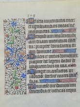 Load image into Gallery viewer, Bifolium from an Illuminated Book of Hours, France, Circa 1450. Illuminated Manuscript on Parchment. Psalms 24-25, with Outer Borders