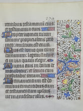 Load image into Gallery viewer, Bifolium from an Illuminated Book of Hours, France, Circa 1450. Illuminated Manuscript on Parchment. Psalms 24-25, with Outer Borders
