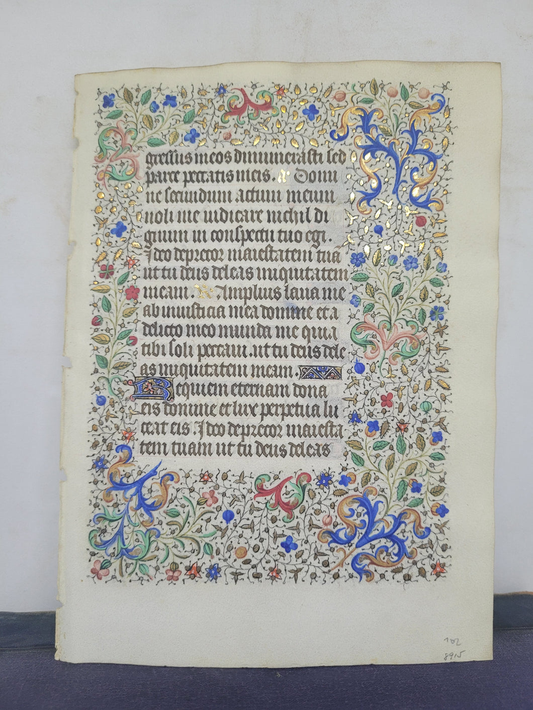 Leaf From an Extravagantly Illuminated Book of Hours, Paris, Circa 1440-1460. Folio 102 from the Office of the Dead. Masterfully Illuminated Manuscript by Jean Hancelin and the Master of Saint Stephen