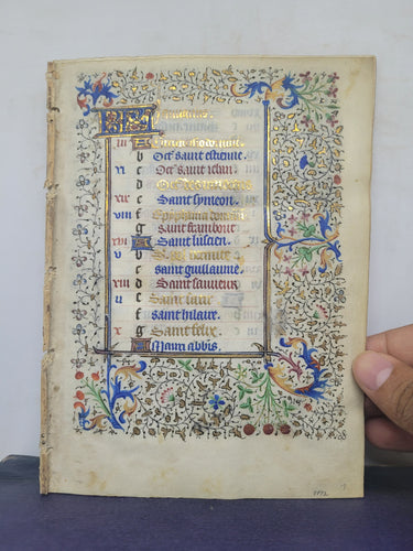 Book of Hours Calendar, Use of Paris, Circa 1450. Extravagantly Illuminated Manuscript on Vellum from France, By the Circle of the Master of Jean Rolin II, With Full Borders