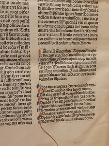 Opuscula, 1489. The Collected Short Works of Saint Augustine, Including his Famed Confessions and Meditations, all Rubricated, and Heavily Annotated Throughout