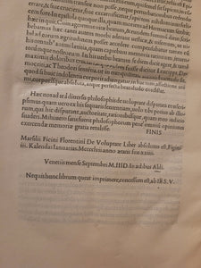 De Mysteriis Aegyptiorum, Chaldaeorum, Assyriorum. Tr: Marsilius Ficinus. Add: Proclus: In Platonicum Alcibiadem; De sacrificio et magia; Porphyrius: De divinis et daemonibus... Psellus: De daemonibus…, 1497. The First Aldine Iamblichus