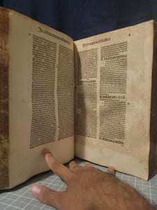 Opera. Prima and Secunda, 1488. Volumes 1-2 of 3 of the Works of the Jean Gerson in One Volume, with Part of the Original Boards Preserved