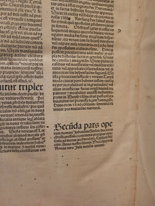Opera. Prima and Secunda, 1488. Volumes 1-2 of 3 of the Works of the Jean Gerson in One Volume, with Part of the Original Boards Preserved