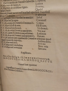 Opera [Bucolica and Georgica, with argumenta (comm. Servius, Landinus and Mancinellus); Aeneis, with argumenta (comm. Servius, Donatus and Landinus)]. Add: Maphaeus Vegius: Liber XIII Aeneidos. Additional texts, 1491-1492. A Rare Virgil