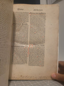 ***RESERVED*** Quaestiones Perutiles Super total Philosophia Naturali, 1481. First Edition of Aristotle Commentaries on Science, Medicine, Astronomy, and More