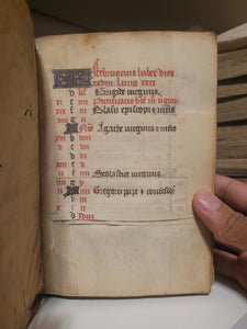 Book of Hours, Circa 1450. Use of Paris, France. Illuminated Manuscript on Vellum, 11 Damaged Full-Page Miniatures with Full Borders, and Two Historiated Initials
