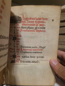 Book of Hours, Circa 1450. Use of Paris, France. Illuminated Manuscript on Vellum, 11 Damaged Full-Page Miniatures with Full Borders, and Two Historiated Initials