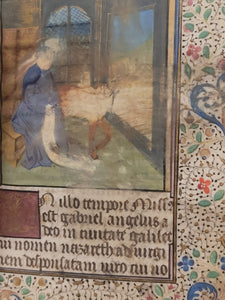 Book of Hours, Circa 1450. Use of Paris, France. Illuminated Manuscript on Vellum, 11 Damaged Full-Page Miniatures with Full Borders, and Two Historiated Initials