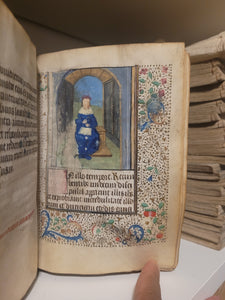 Book of Hours, Circa 1450. Use of Paris, France. Illuminated Manuscript on Vellum, 11 Damaged Full-Page Miniatures with Full Borders, and Two Historiated Initials